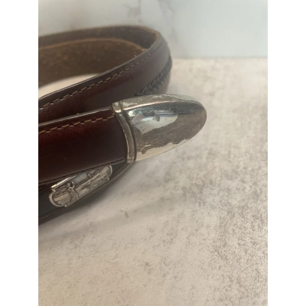 Men's Onyx by Brighton Golf Ornament Leather Belt Two-Tone Sz 42